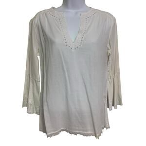 Elie Tahari Flared Sleeve V-Neck Blouse Womens Size S